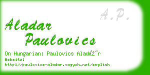aladar paulovics business card